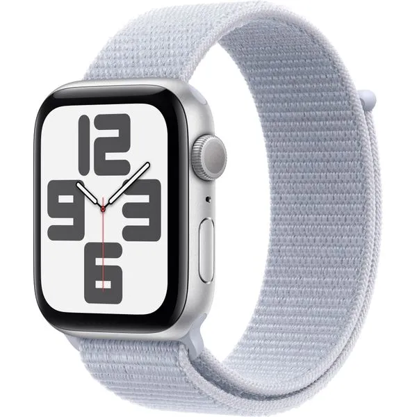 Apple Watch Series SE 2024 44mm Silver Aluminum Case with Blue Cloud Sport Loop